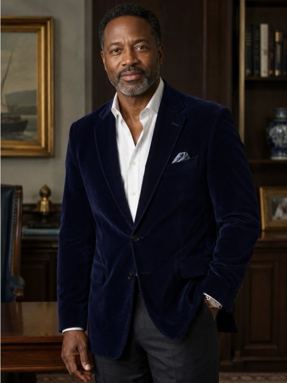 Bachrach dark blue velvet sport coat